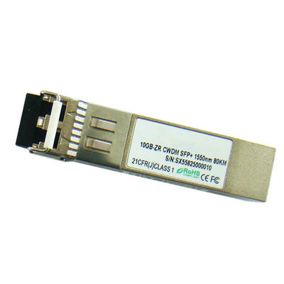 10G CWDM 1550nm 80km SFP + ตัวรับส่งสัญญาณไฟเบอร์ออปติก