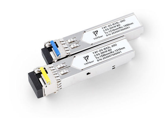 อีเอ็มไอต่ำ 3.3V 20 กม. 2.5G SFP ตัวรับส่งสัญญาณออปติคอล